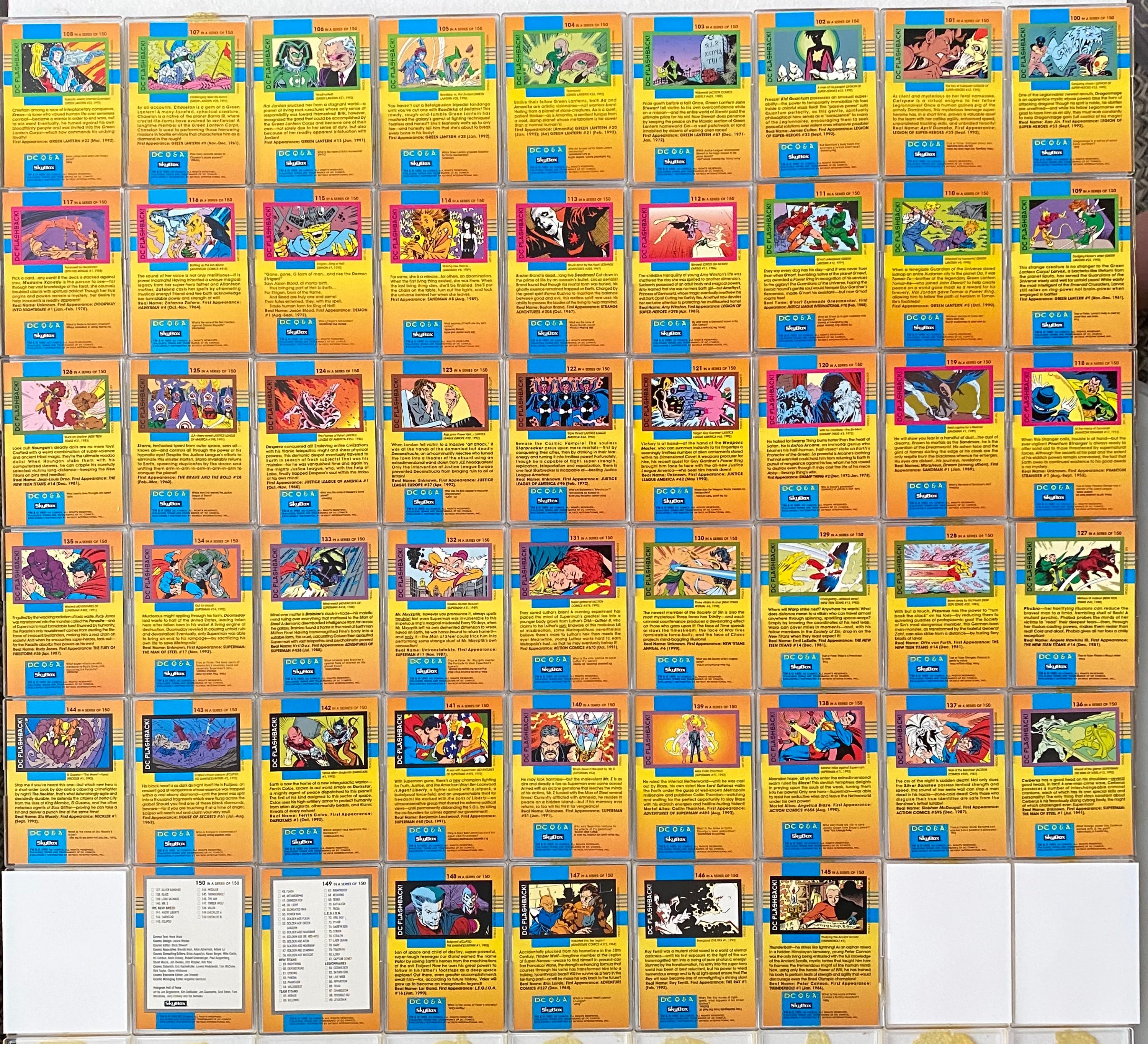初期 2000s アーカイブ COSMIC WONDER コレクション ピース 1991 DC COSMIC CARDS COMPLETE 180 BASE CARD SET SUPERMAN WONDER