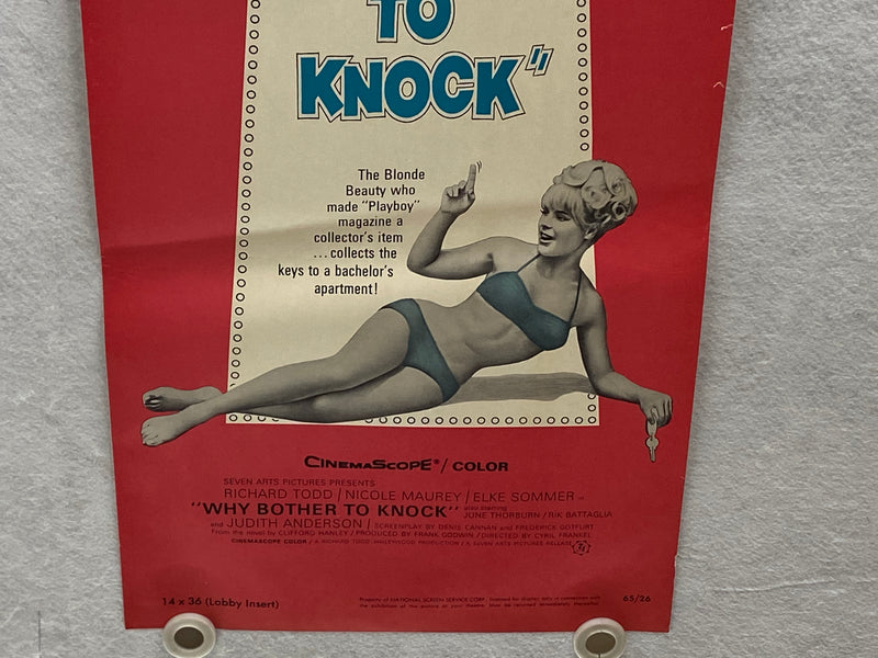 1961 Why Bother To Knock Insert Movie Poster 14 x 36 Richard Todd Nicole Maurey   - TvMovieCards.com