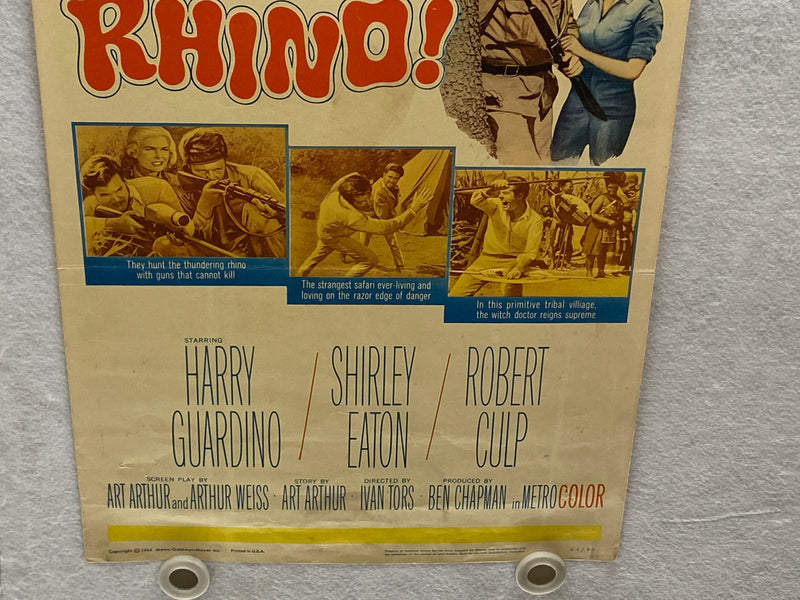 1964 Rhino! Insert Movie Poster 14 x 36 Harry Guardino, Shirley Eaton, Robert Cu   - TvMovieCards.com