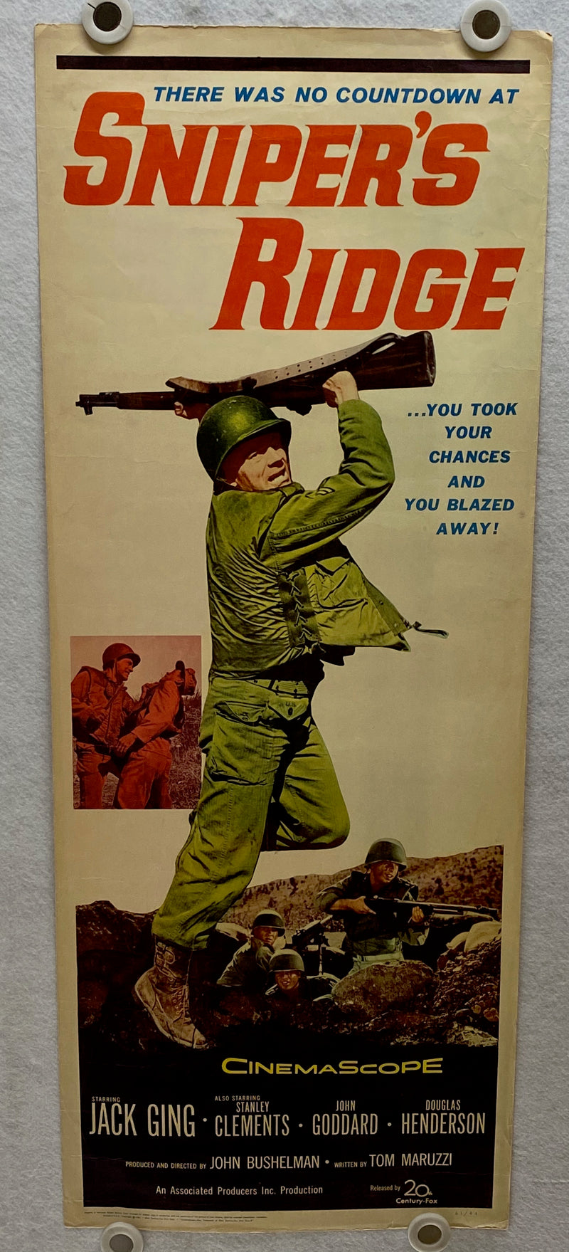 1961 Sniper's Ridge Insert Movie Poster 14 x 36  Jack Ging, Stanley Clements, Jo   - TvMovieCards.com