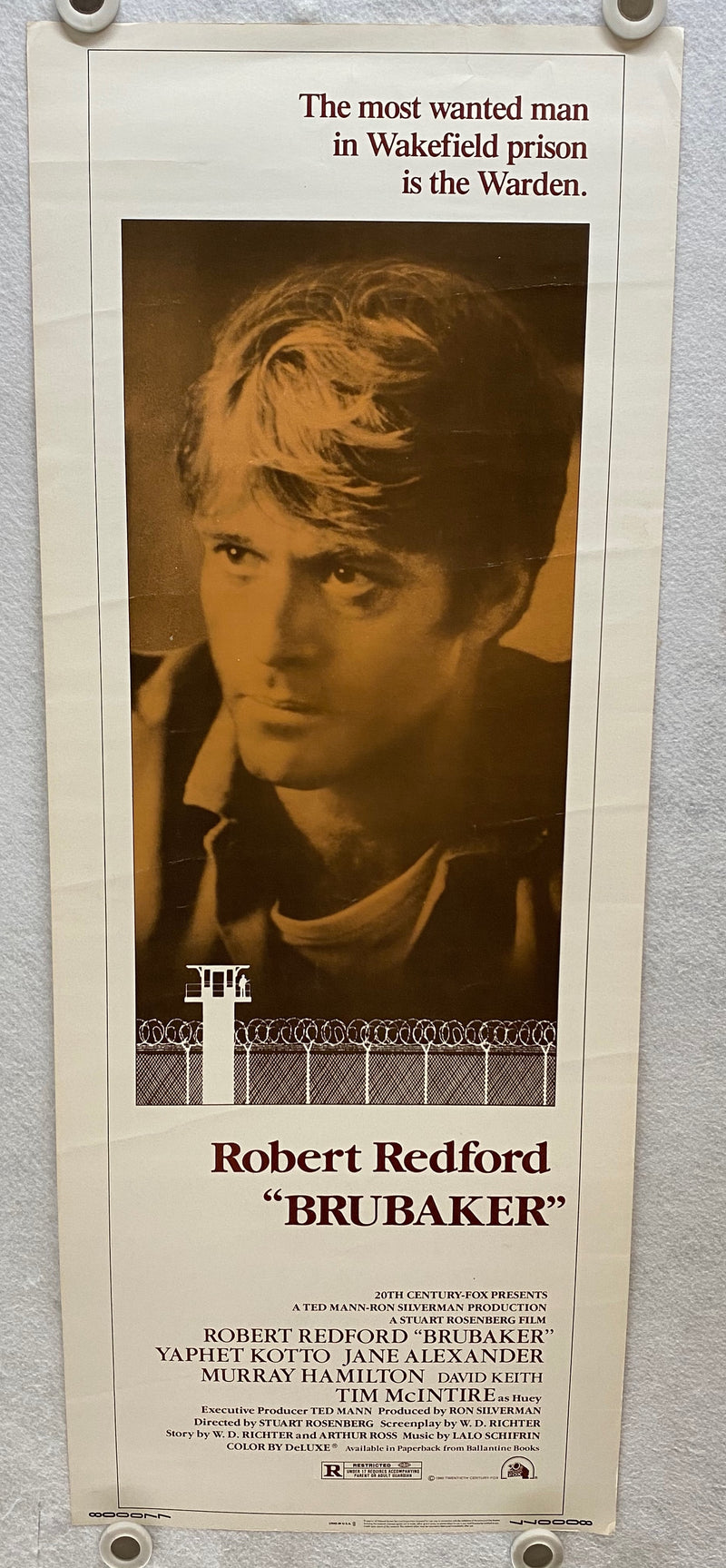 1980 Brubaker Insert Movie Poster 14 x 36  Robert Redford Morgan Freeman   - TvMovieCards.com
