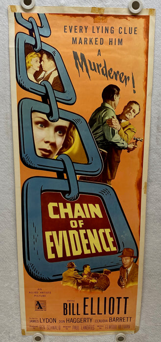 1957 Chain of Evidence Insert Movie Poster 14 x 36 Bill Elliott, Jimmy Lydon   - TvMovieCards.com