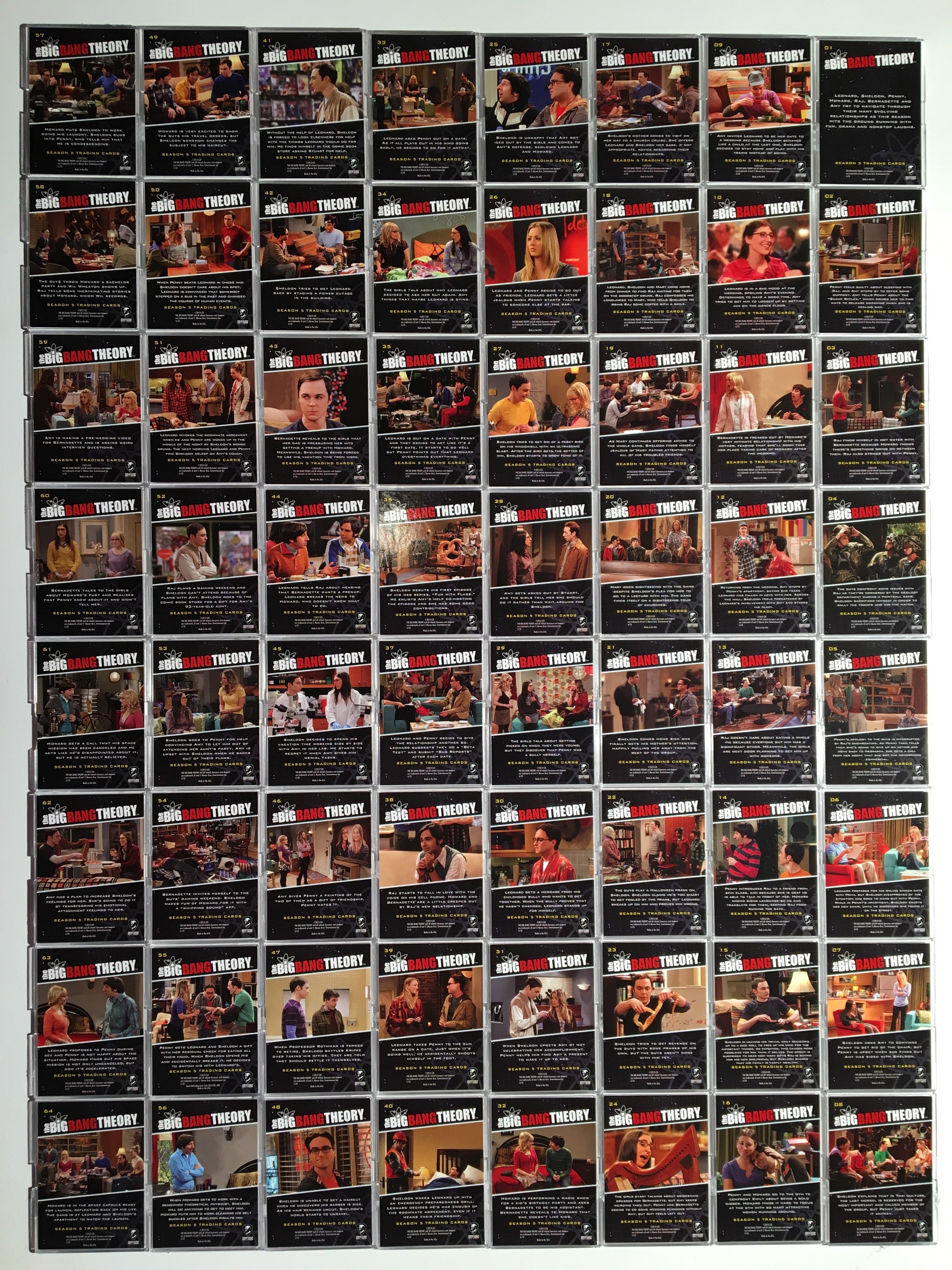 Big Bang Theory Season 5 Base Card Set 68 Cards — TvMovieCards.com