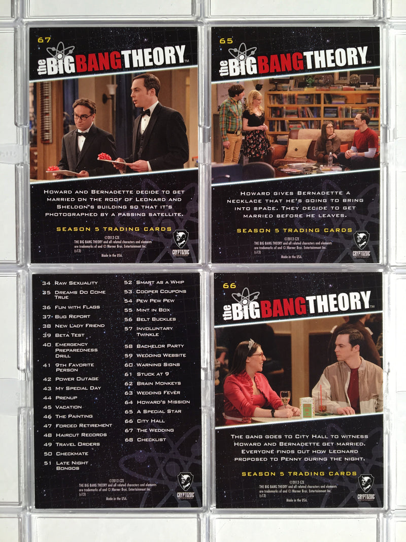 Big Bang Theory Season 5 Base Card Set 68 Cards   - TvMovieCards.com