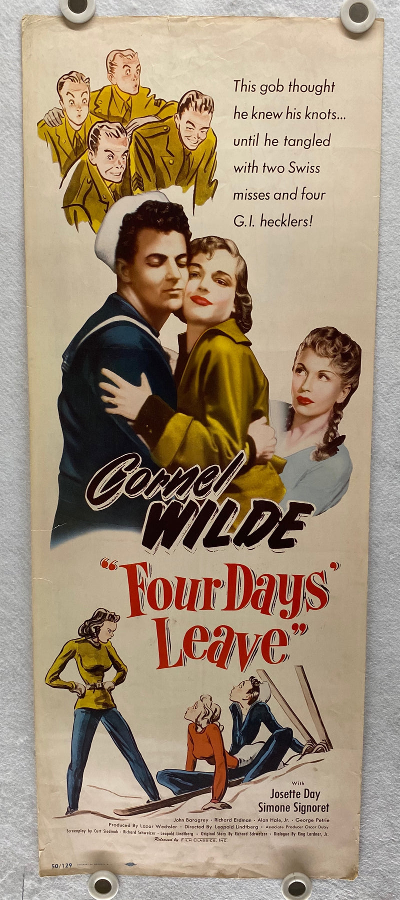 1950 Four Days Leave Insert Movie Poster 14x36 Cornel Wilde, Josette Day   - TvMovieCards.com