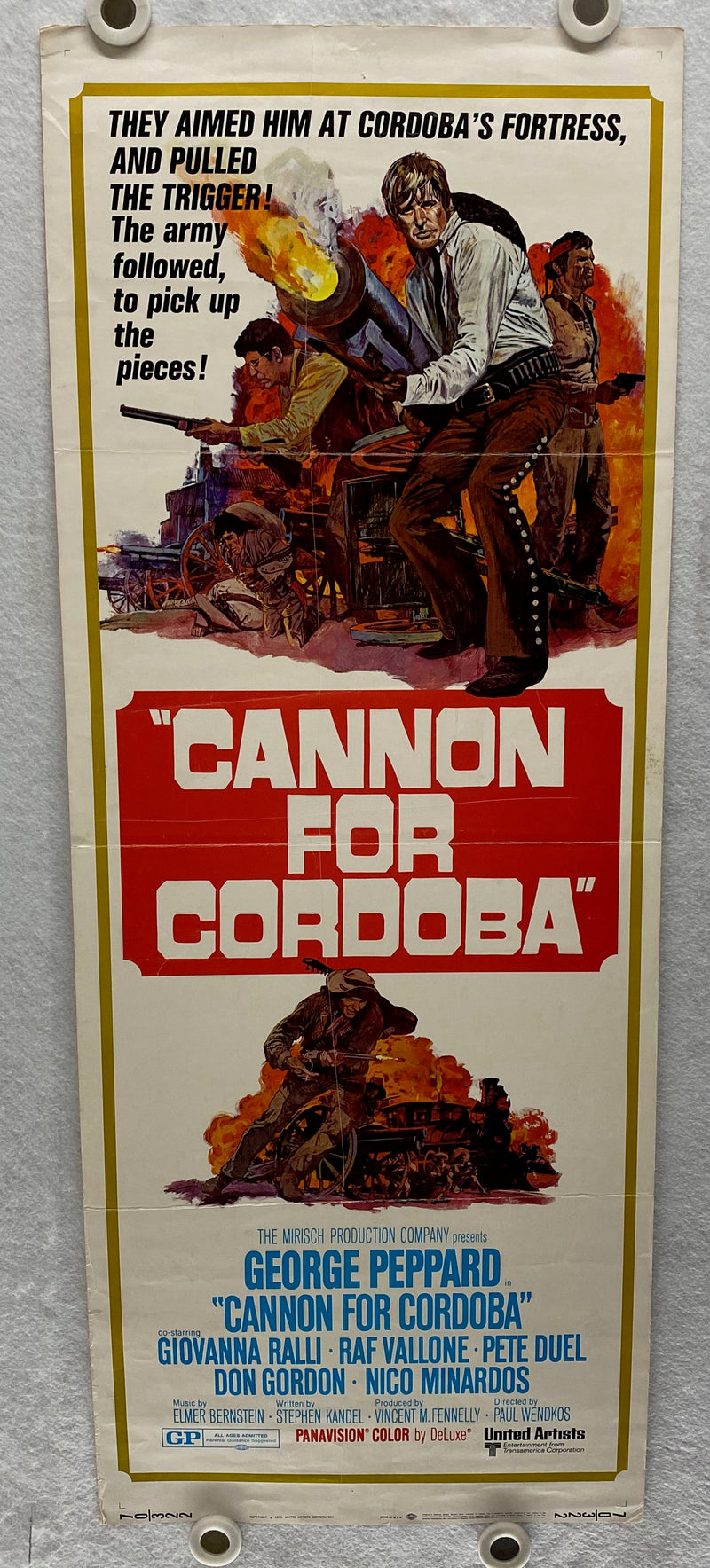 1970 Cannon For Cordoba Insert Movie Poster 14x36 George Peppard   - TvMovieCards.com