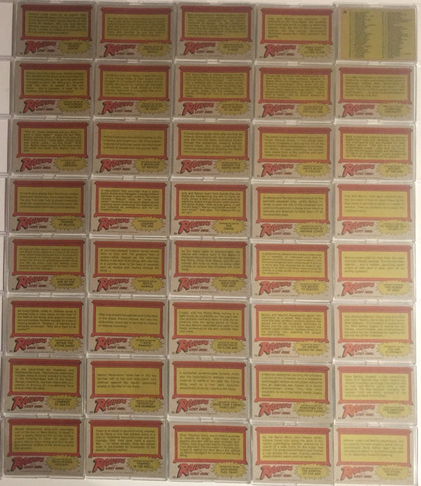 Indiana Jones Raiders of the Lost Ark 1981 Vintage Card Set 88 Cards Topps   - TvMovieCards.com
