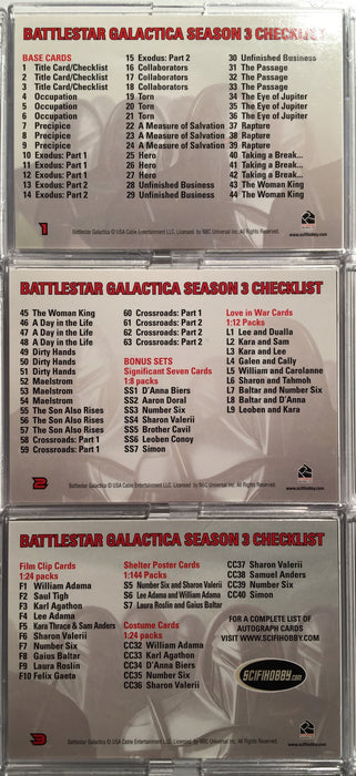 Battlestar Galactica Season Three Base Card Set 63 Cards   - TvMovieCards.com