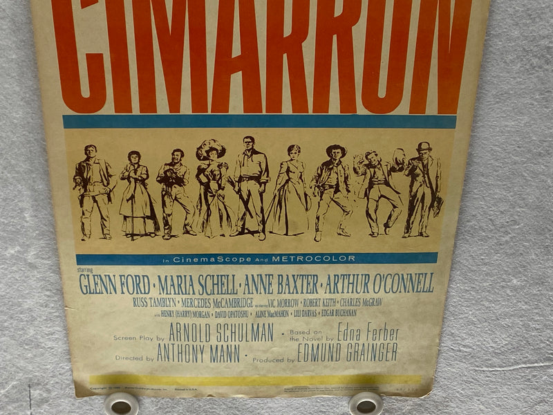 1960 Cimarron Insert Movie Poster 14x36  Glenn Ford, Maria Schell, Anne Baxter   - TvMovieCards.com