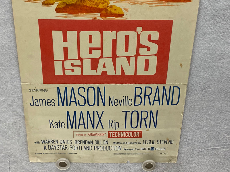1962 Hero's Island Insert Movie Poster 14 x 36 James Mason, Neville Brand, Kate   - TvMovieCards.com