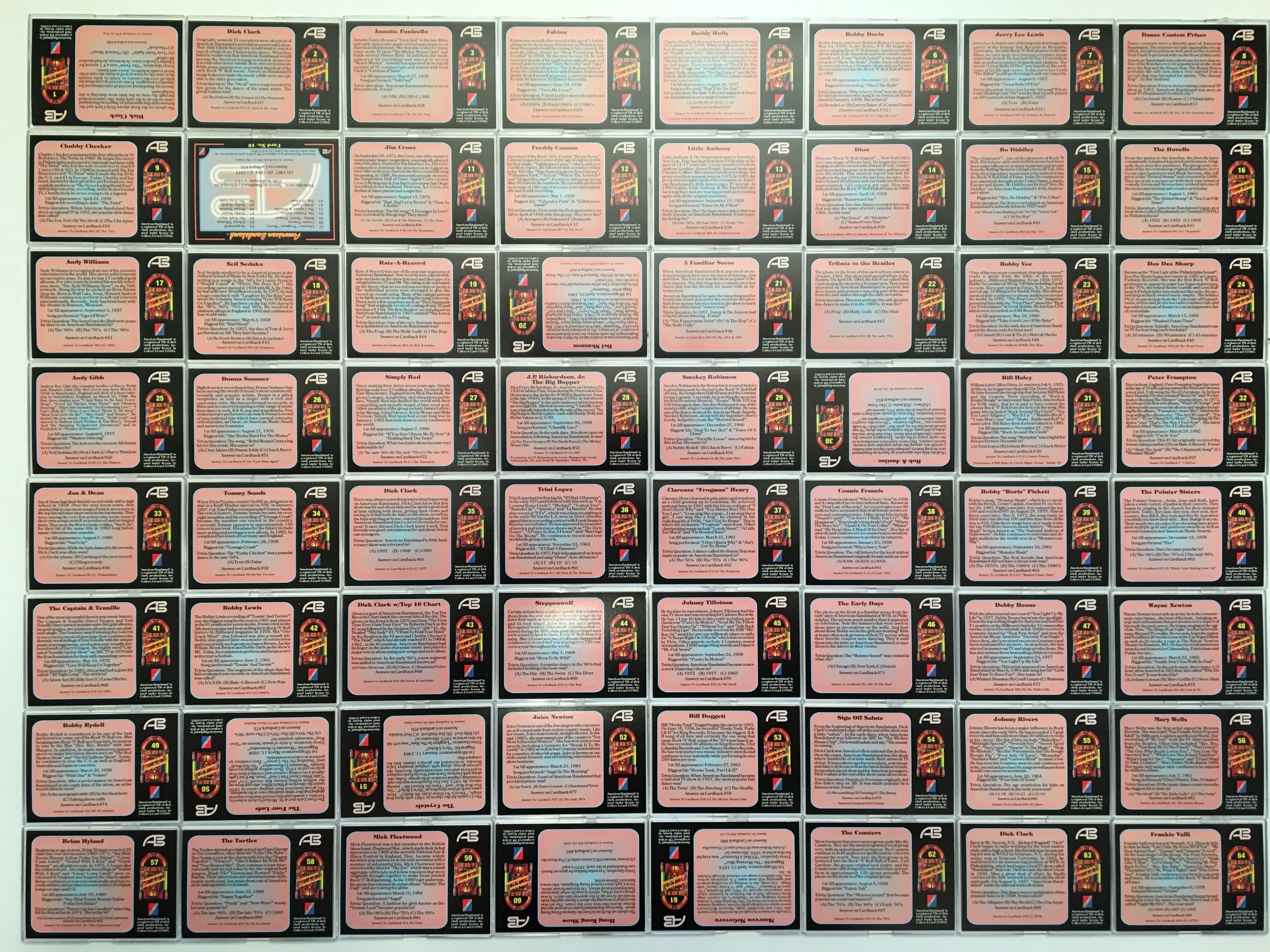 American Bandstand Factory Base Trading Card Set 100 Cards Tin TV