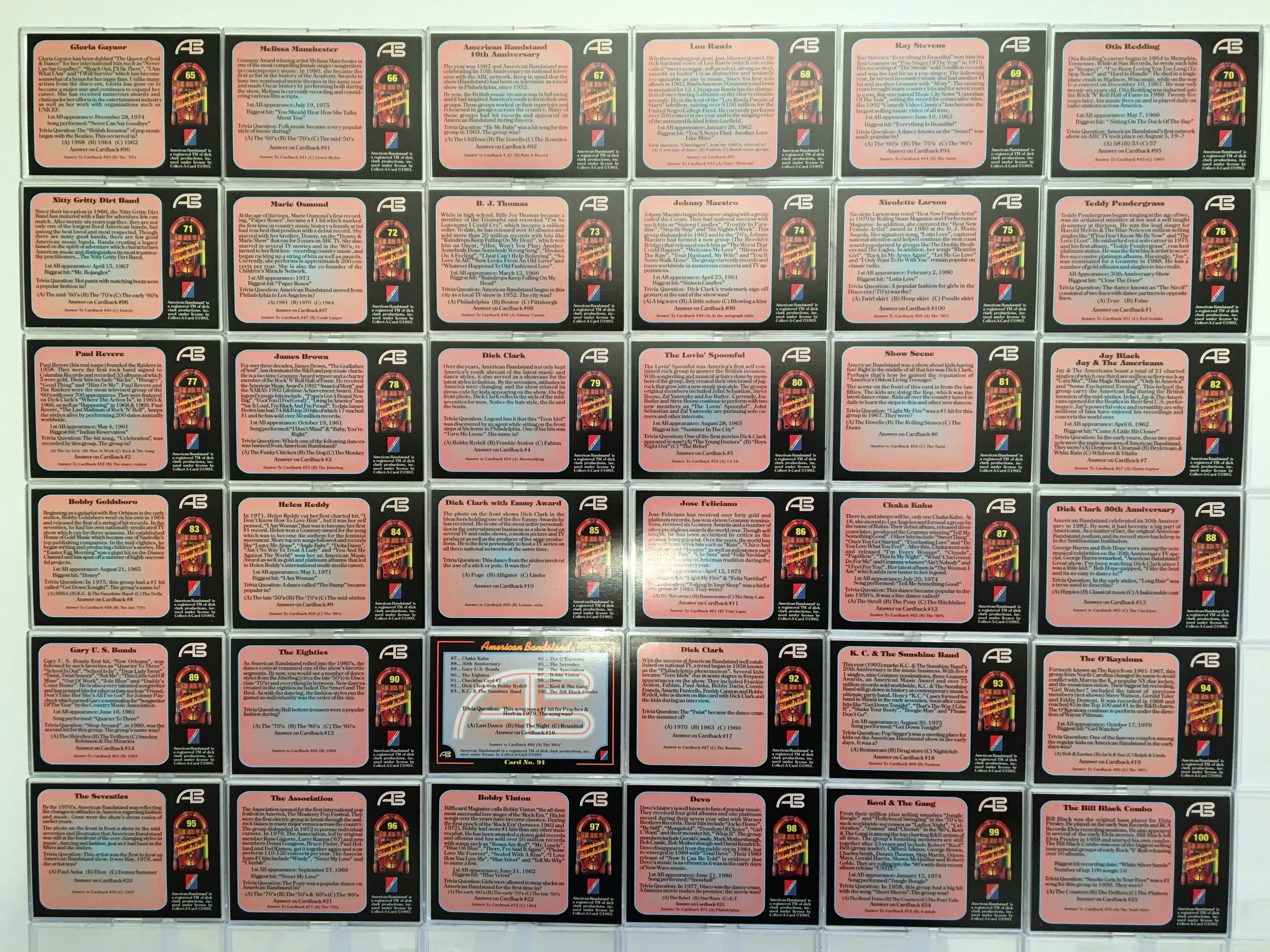 American Bandstand Factory Base Trading Card Set 100 Cards Tin TV