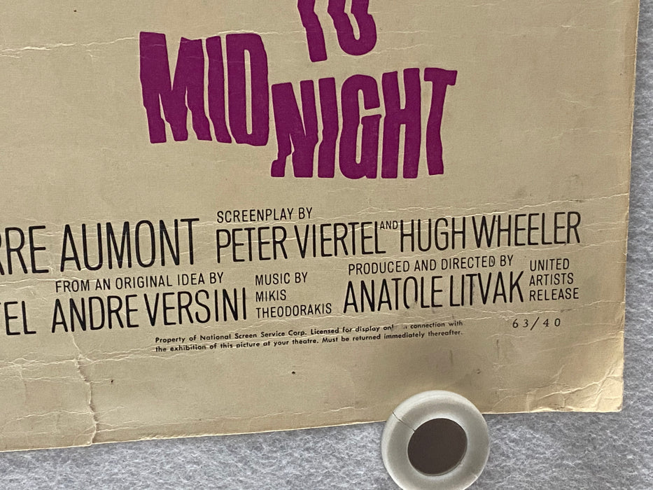 1962 Five Miles to Midnight Insert Movie Poster 14 x 36 Sophia Loren Perkins   - TvMovieCards.com