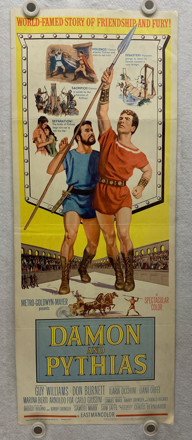 1962 Damon and Pythias Insert Movie Poster 14 x 36 Guy Williams, Don Burnett   - TvMovieCards.com