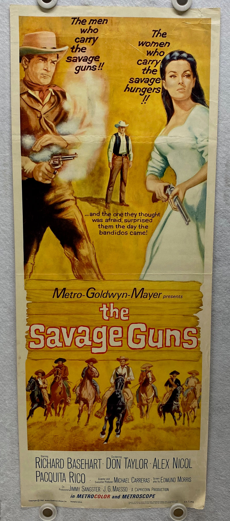 1962 The Savage Guns Insert Movie Poster 14x36 Richard Basehart, Paquita Rico   - TvMovieCards.com