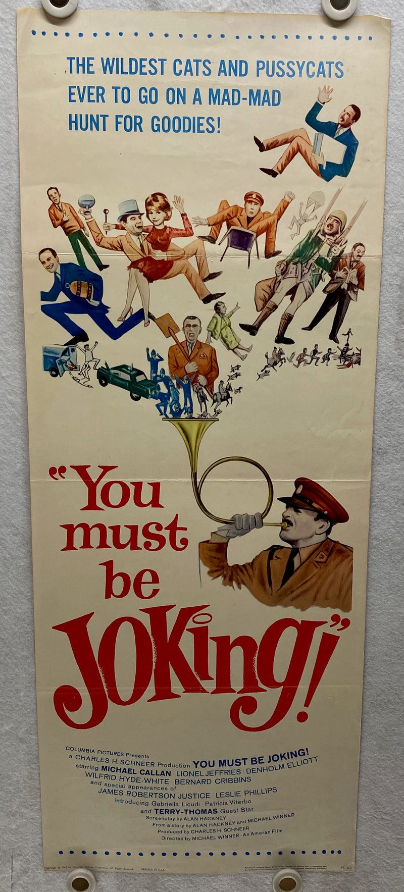 1965 You Must Be Joking! Insert Movie Poster 14x36 Michael Callan Lionel Jeffrie   - TvMovieCards.com