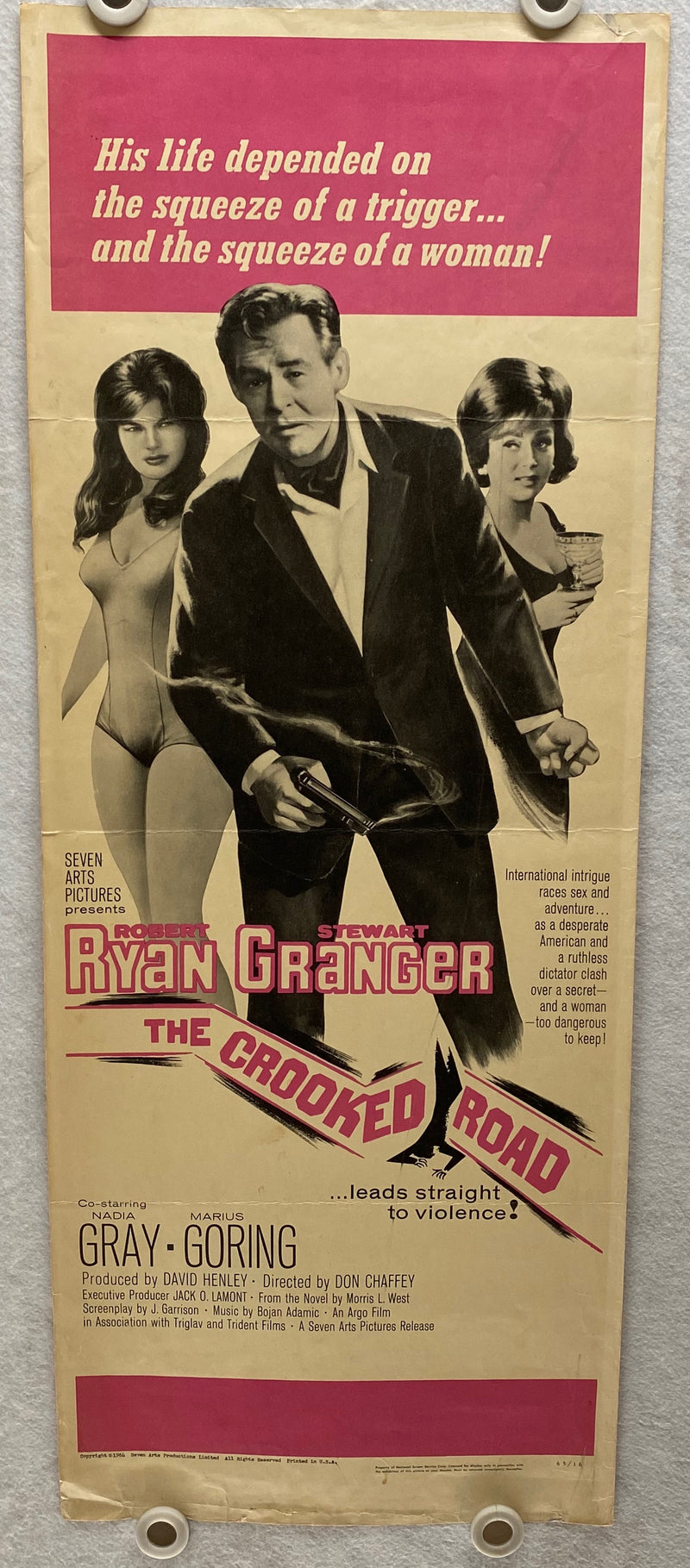 1965 The Crooked Road Insert Movie Poster 14x36 Robert Ryan Stewart Granger   - TvMovieCards.com