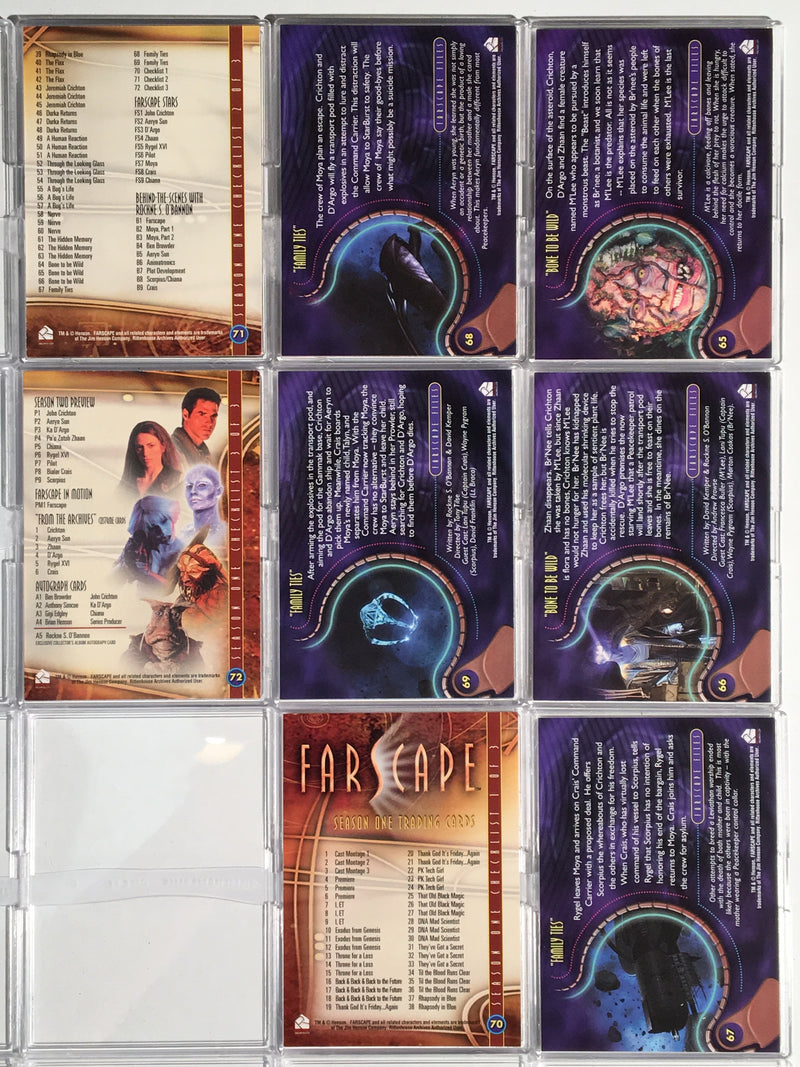 Farscape Season 1 Base Card Set 72 Cards Rittenhouse 2000 - TvMovieCards.com