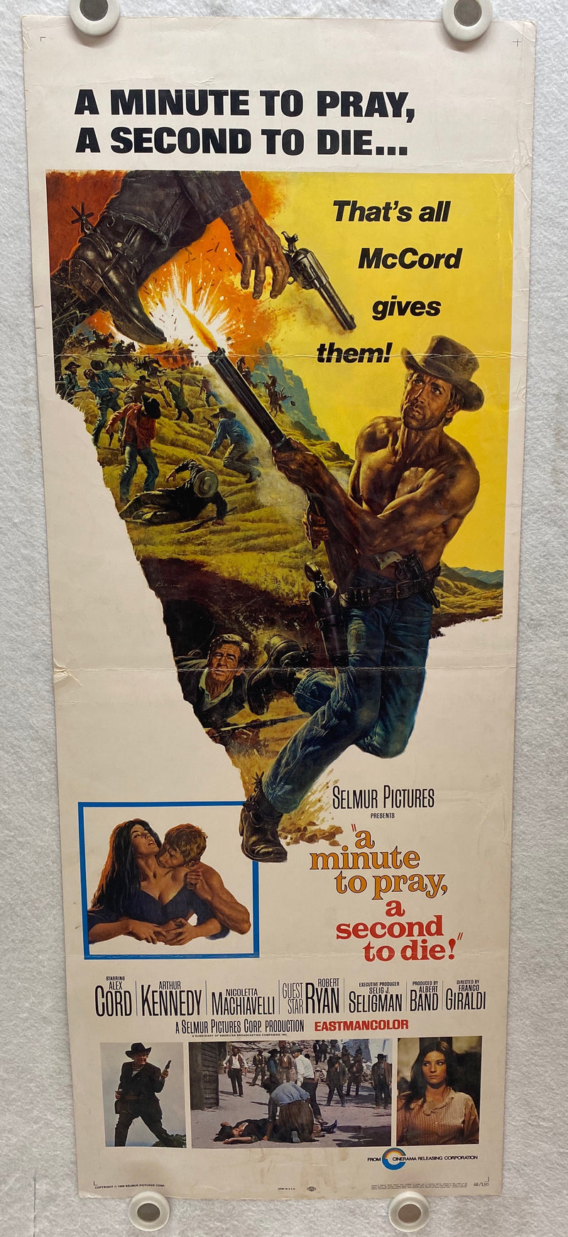 1968 A Minute to Pray, a Second to Die Insert 14 x 36 Movie Poster Alex Cord   - TvMovieCards.com