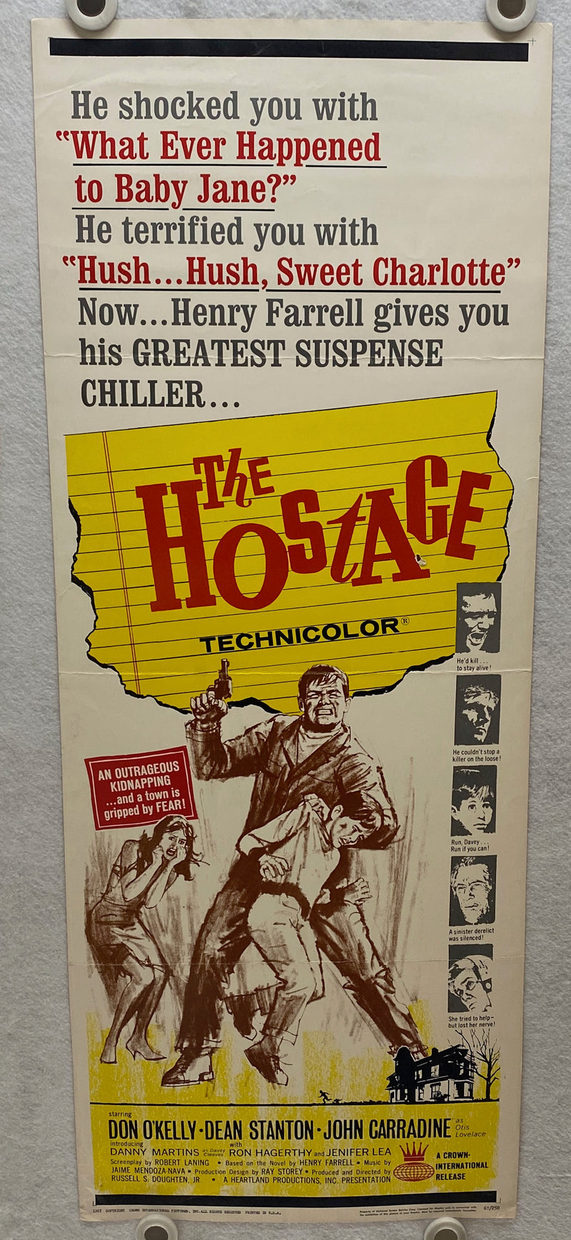 1967 The Hostage Insert 14x36 Movie Poster Don Kelly, Harry Dean Stanton   - TvMovieCards.com