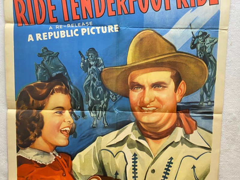 1940 Ride, Tenderfoot, Ride Original 1SH Movie Poster Gene Autry Smiley Burnette   - TvMovieCards.com