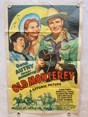Old Monterey Original 1SH Movie Poster Gene Autry, Smiley Burnette, June Storey   - TvMovieCards.com