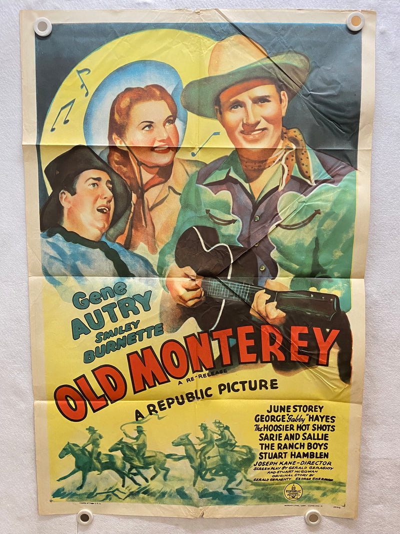 Old Monterey Original 1SH Movie Poster Gene Autry, Smiley Burnette, June Storey   - TvMovieCards.com
