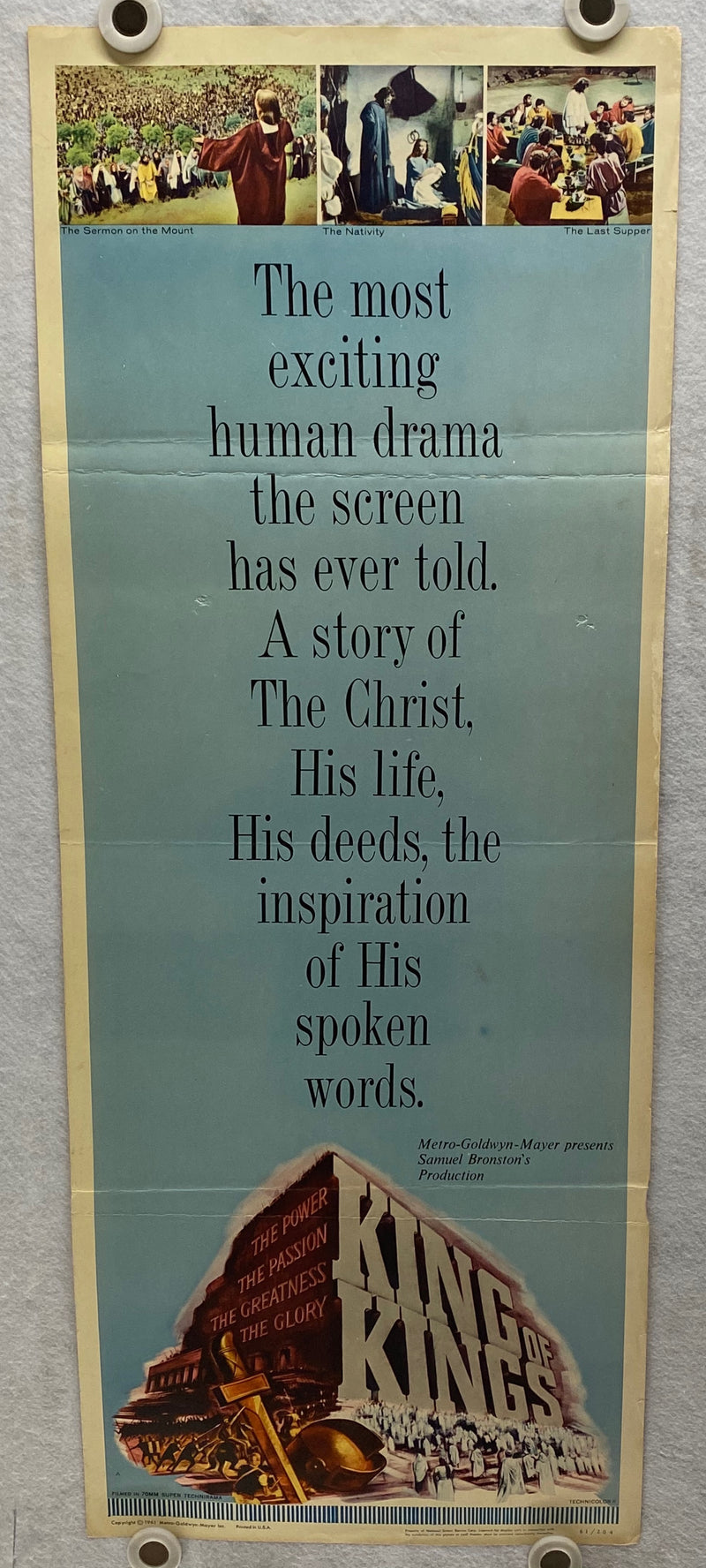 1961 King of Kings Life of Jesus Christ Insert 14 x 36 Movie Poster Jeffrey Hunt   - TvMovieCards.com