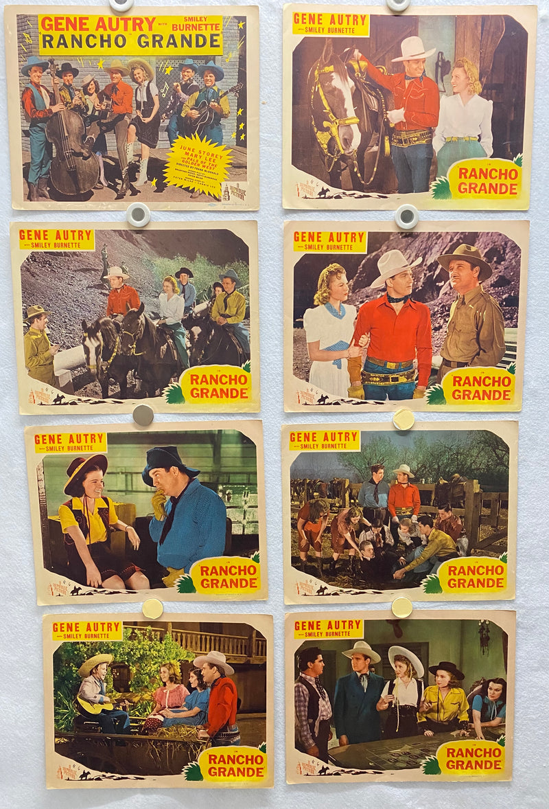 1940R Rancho Grande Lobby Card Set of (8) 11x14 Gene Autry Smiley Burnette June   - TvMovieCards.com