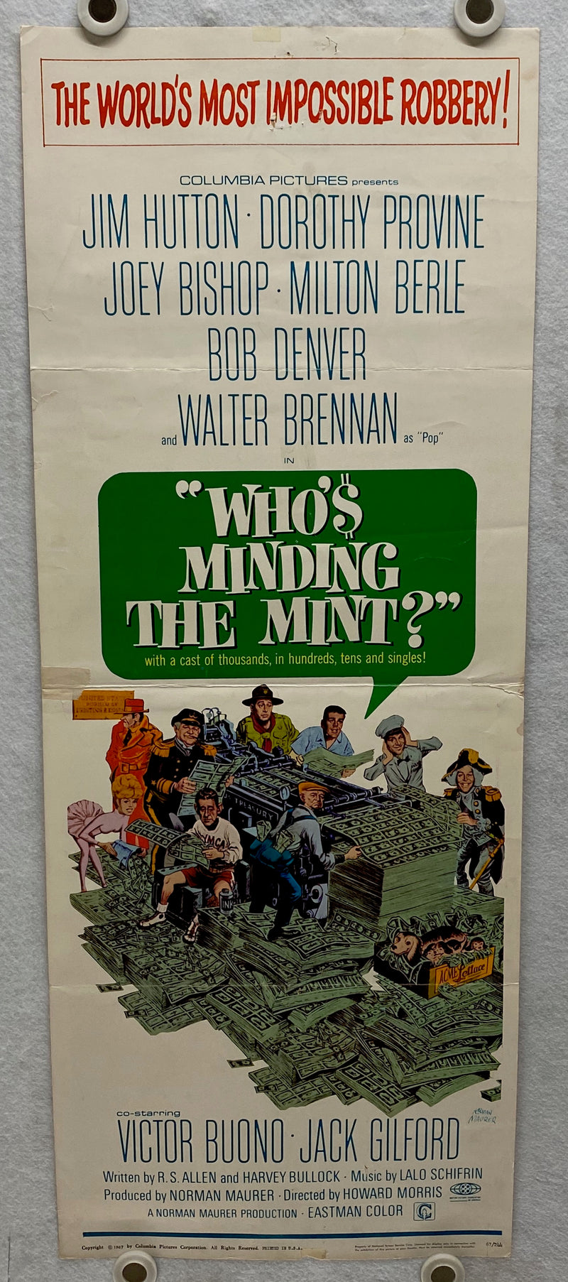 1967 Who's Minding the Mint? Insert 14 x 36 Movie Poster Jim Hutton   - TvMovieCards.com