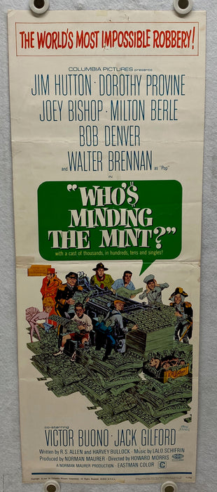 1967 Who's Minding the Mint? Insert 14 x 36 Movie Poster Jim Hutton   - TvMovieCards.com