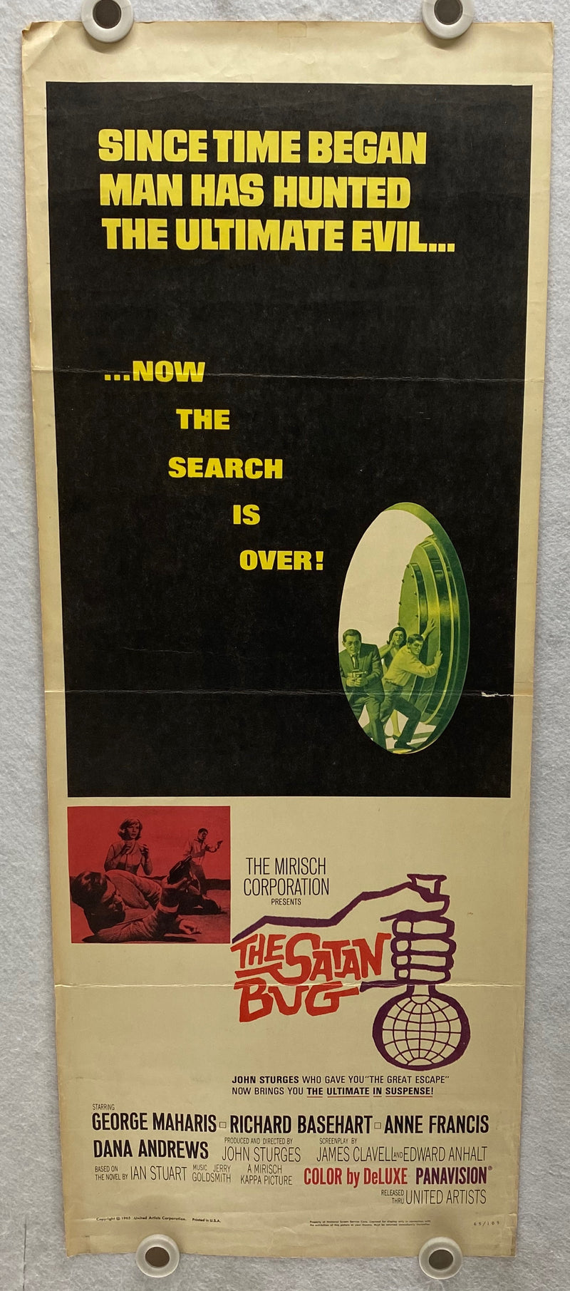 1965 The Satan Bug Insert 14 x 36 Movie Poster George Maharis, Richard Basehart   - TvMovieCards.com