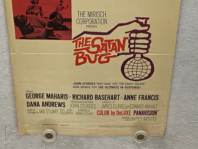 1965 The Satan Bug Insert 14 x 36 Movie Poster George Maharis, Richard Basehart   - TvMovieCards.com