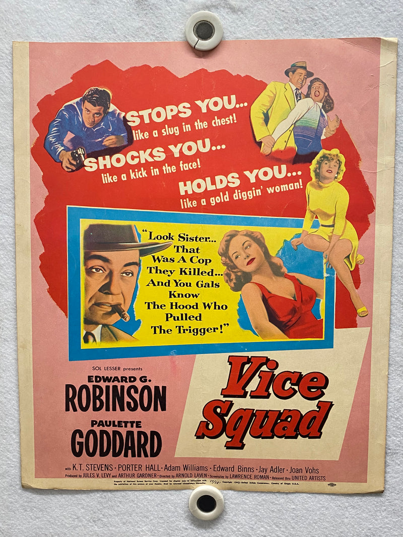1953 Vice Squad Window Card Movie Poster 14x17 Edward Robinson Paulette Goddard   - TvMovieCards.com
