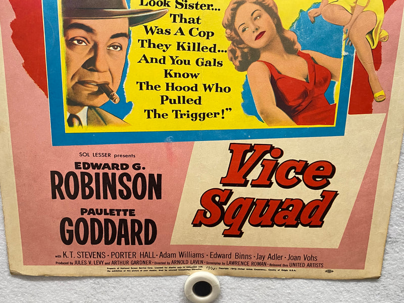 1953 Vice Squad Window Card Movie Poster 14x17 Edward Robinson Paulette Goddard   - TvMovieCards.com