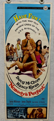 1968 Nobody's Perfect Insert 14 x 36 Movie Poster Doug McClure, Nancy Kwan   - TvMovieCards.com