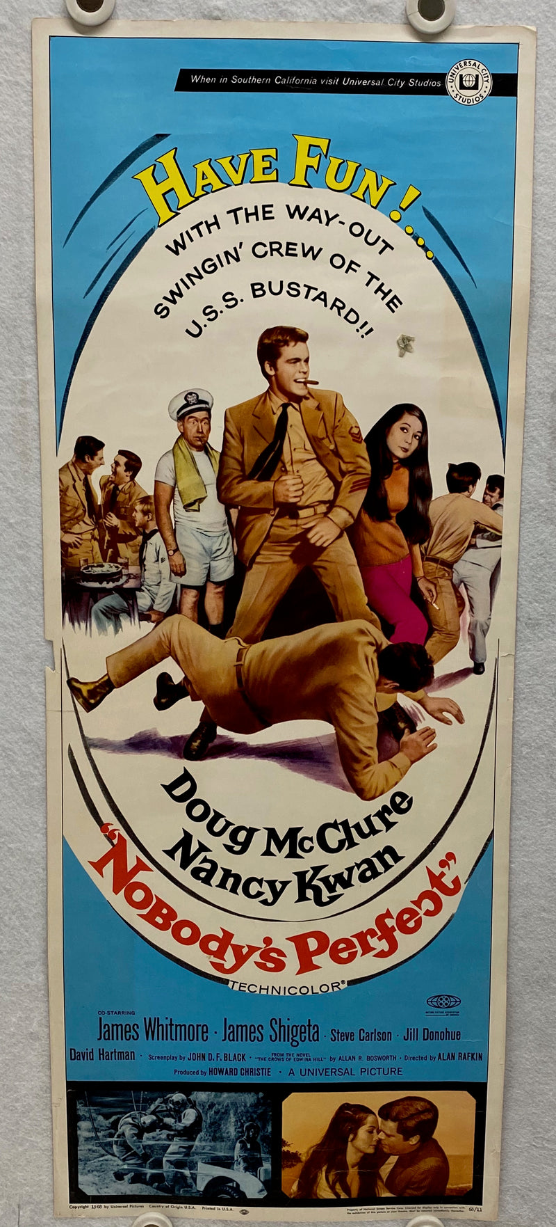 1968 Nobody's Perfect Insert 14 x 36 Movie Poster Doug McClure, Nancy Kwan   - TvMovieCards.com