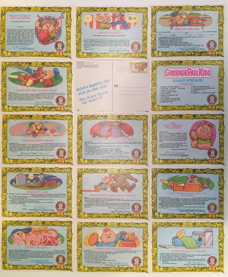Garbage Pail Kids GPK Giant Stickers Card Set 15 Cards   - TvMovieCards.com