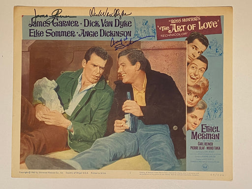 1965 The Art of Love #1 11x14 Lobby Card 3 Autographs James Garner Dick Van Dyke   - TvMovieCards.com