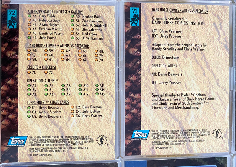 1995 Aliens Predator Universe Trading Card Base Set of 72 Cards Topps - TvMovieCards.com