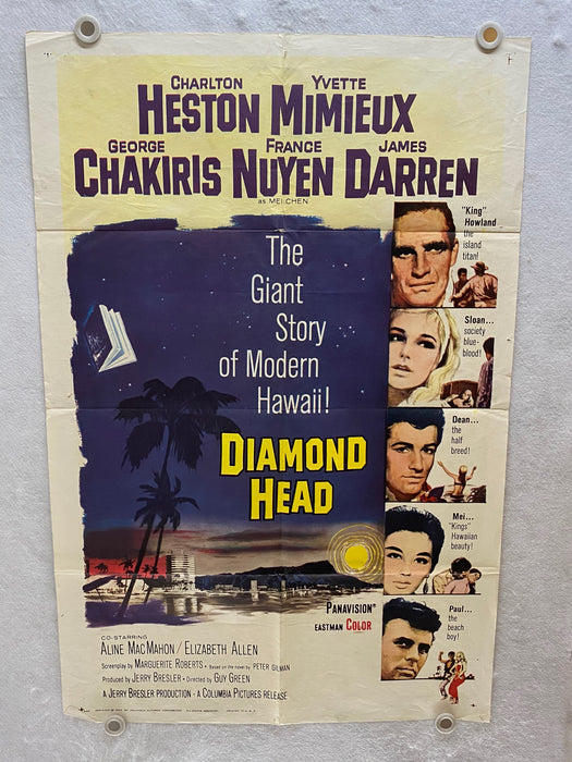1962 Diamond Head 1SH Movie Poster 27 x 41 Charlton Heston, Yvette Mimieux, Geor   - TvMovieCards.com