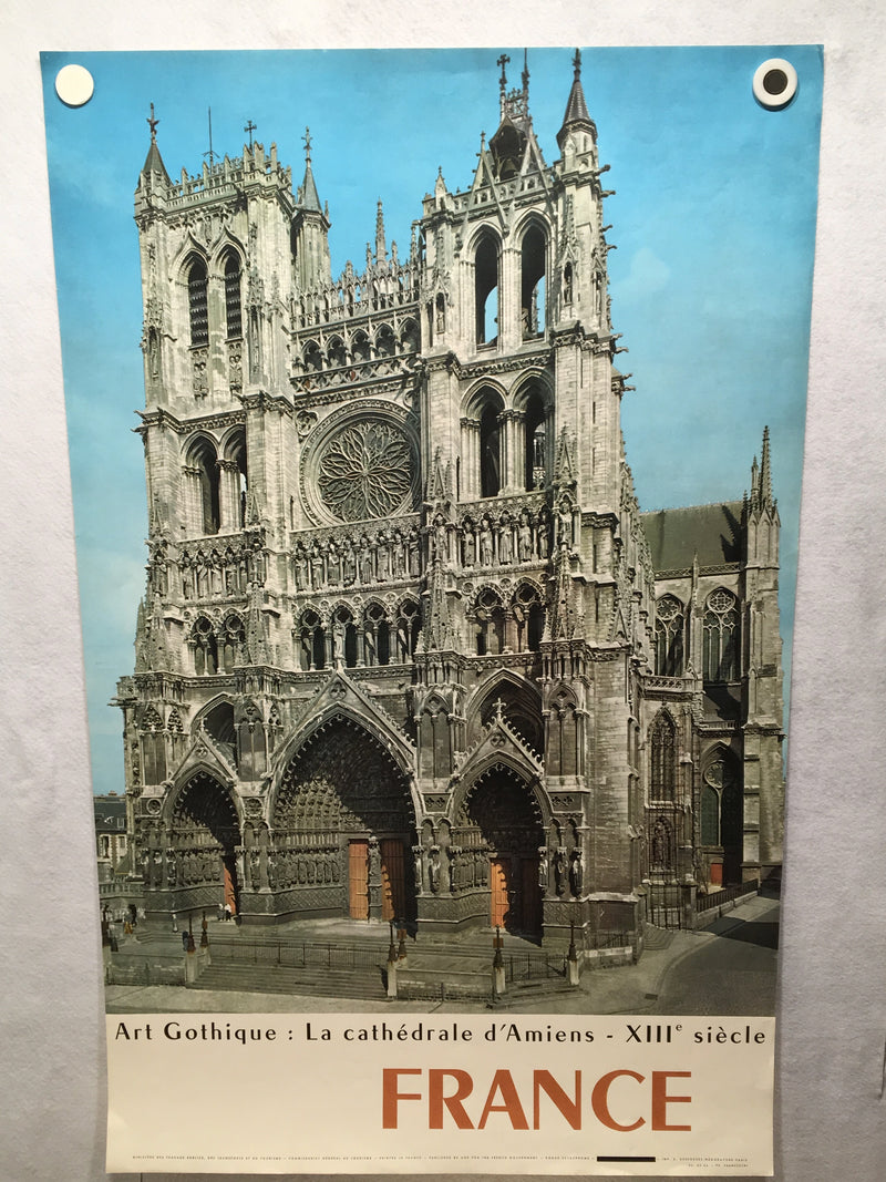 Original 1960s Art Gothique: La Cathedrale d'Amiens French Travel Poster   - TvMovieCards.com