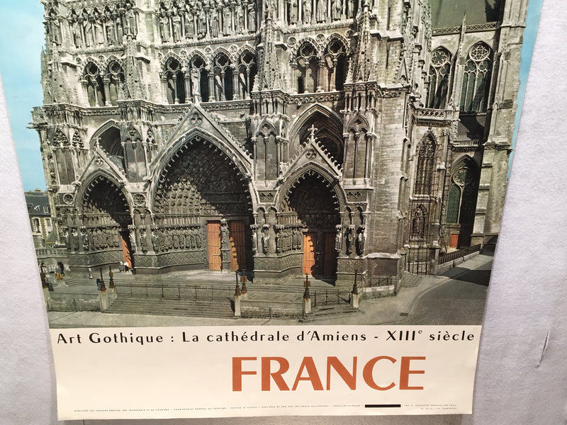 Original 1960s Art Gothique: La Cathedrale d'Amiens French Travel Poster   - TvMovieCards.com