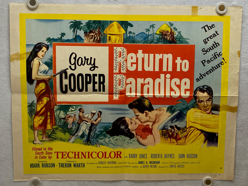 1953 Return to Paradise Half Sheet Movie Poster 22x28 Gary Cooper, Barry Jones   - TvMovieCards.com
