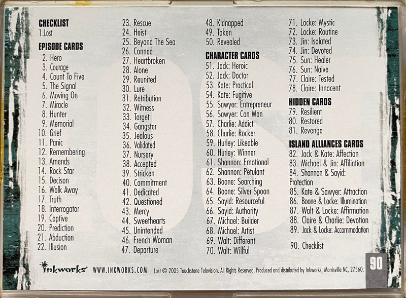 Lost Season One 1 Base Trading Card Set of 90 Cards Inkworks 2005   - TvMovieCards.com