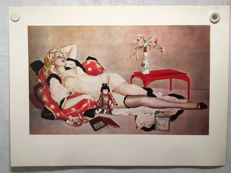 Alberto Vargas "Reclining Woman In Lingerie" Pinup Poster Vintage Print 21 x 29   - TvMovieCards.com