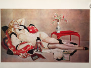 Alberto Vargas "Reclining Woman In Lingerie" Pinup Poster Vintage Print 21 x 29   - TvMovieCards.com