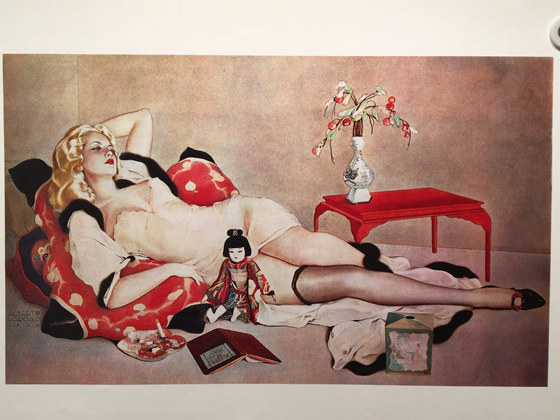 Alberto Vargas "Reclining Woman In Lingerie" Pinup Poster Vintage Print 21 x 29   - TvMovieCards.com