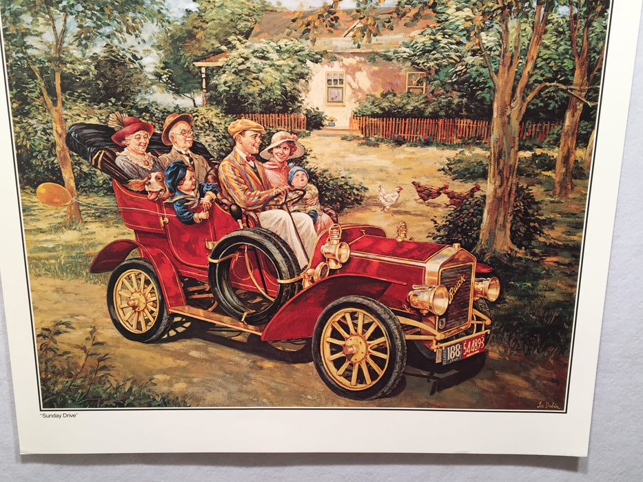 Lee Dubin "Sunday Drive" 1907 Buick Automotive Print 26" x 24"   - TvMovieCards.com