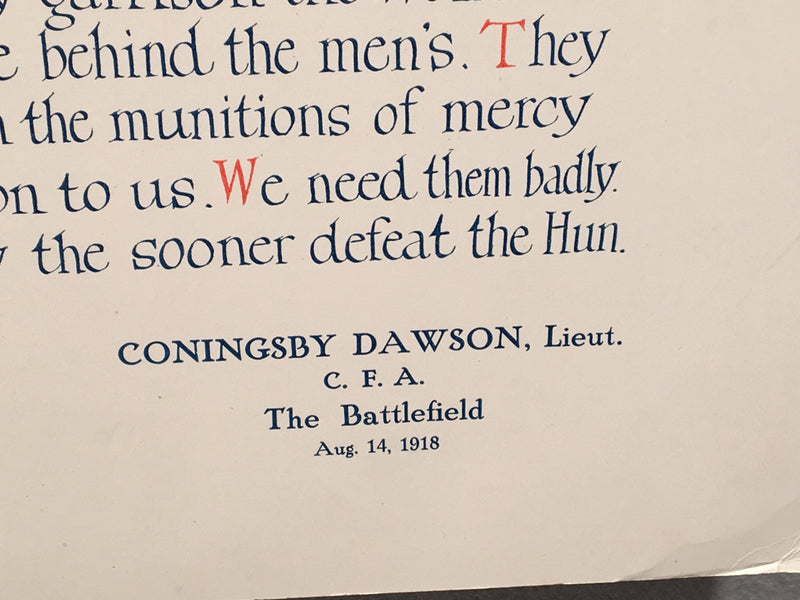 August 14 1918 YMCA United War Work Campaign Coningsby Dawson WWI Poster 13 X 22   - TvMovieCards.com
